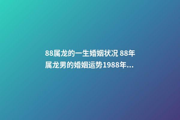 88属龙的一生婚姻状况 88年属龙男的婚姻运势1988年属龙的命运婚姻-第1张-观点-玄机派